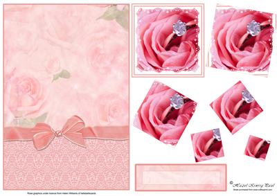 Soft Rose & Damask Engagement/diamond Wedding Card