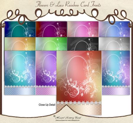Flowers & Lace Rainbow Card Fronts
