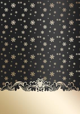 Golden Snowflakes Christmas Card Front (black)
