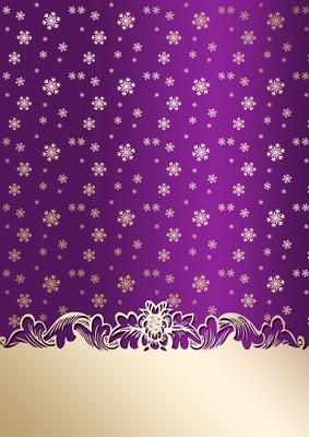 Golden Snowflakes Christmas Card Front (purple)