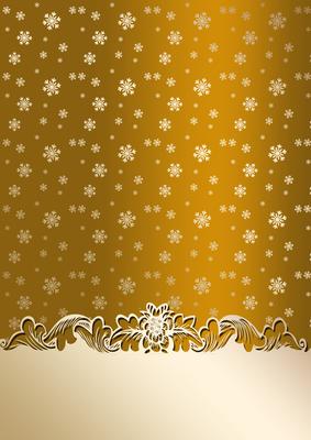 Golden Snowflakes Christmas Card Front (coffee)