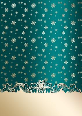 Golden Snowflakes Christmas Card Front (jade)