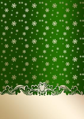 Golden Snowflakes Christmas Card Front (green)