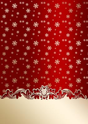 Golden Snowflakes Christmas Card Front (red)