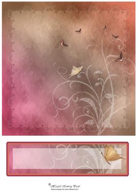 8" Butterfly Grunge Card Front & Text Plate #1