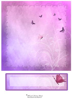 8" Butterfly Grunge Card Front & Text Plate #3