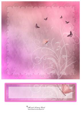 8" Butterfly Grunge Card Front & Text Plate #6