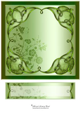 8" Art Nouveau Card Front with Text Plate (moss)