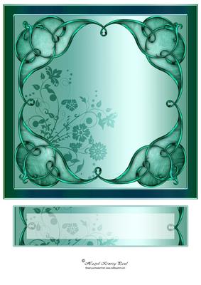 8" Art Nouveau Card Front with Text Plate (soft Green)