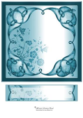 8" Art Nouveau Card Front with Text Plate (glowing Jade)