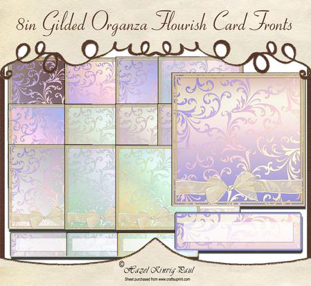 Gilded Organza Flourish 8in Card Fronts