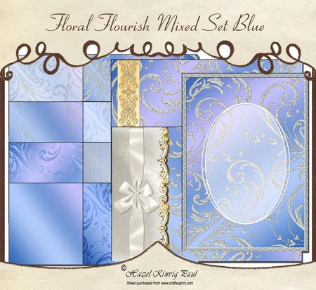 Floral Flourish Mixed Set Blue