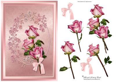 Rose Bouquet Decoupage Card Front