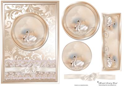 Floral Damask Swans