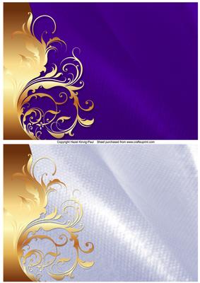 Golden Flourish Satin Backgrounds (indigo & Lavender)