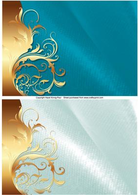 Golden Flourish Satin Backgrounds (jade & Sky)