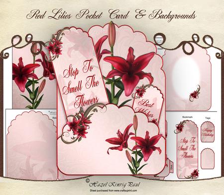 Red Lilies Pocket Card & Backgrounds