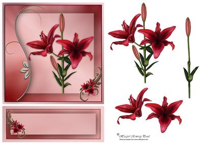 Red Lilies Easel Card