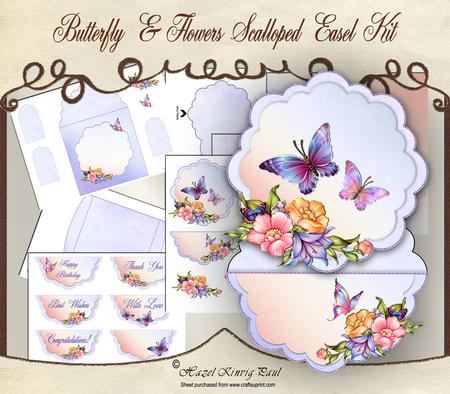 Butterfly & Flowers Scalloped Easel