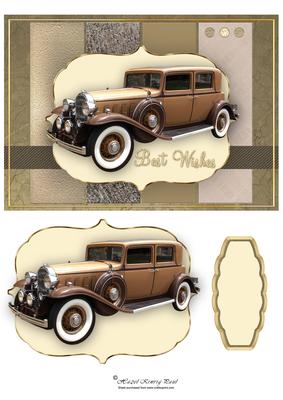 Vintage Car Card & Decoupage Topper