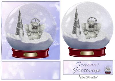 Furry Angel Snow-globe Easel Panels