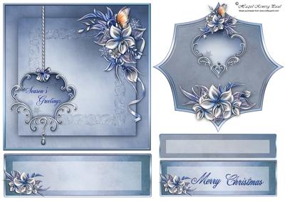 Winter Flowers & Butterflies Easel Panels & Topper