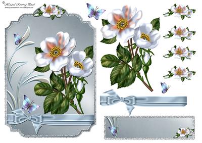Wild Roses Decoupage Card Front/topper