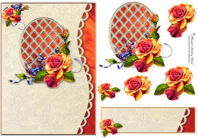 Beautiful Rose Scalloped Lattice Card Front