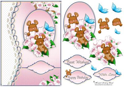 Sleeping Mouse Decoupage Card Front/topper