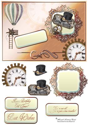 Time Traveller Decoupage Card Front/topper