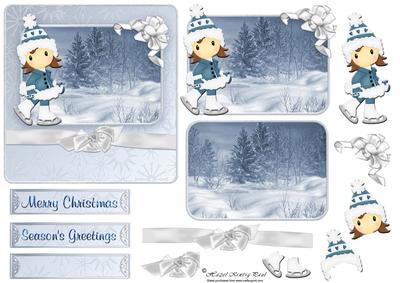 Skater Girl Christmas Card Front/topper
