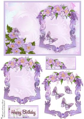 Lovely Lilac Card, Topper, Frame & Embellishments