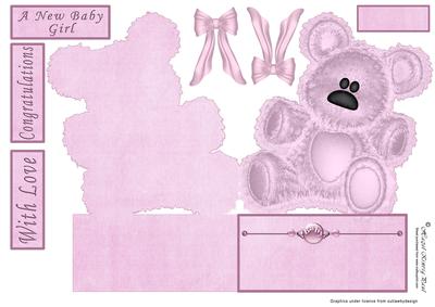 Baby Girl Teddy Card