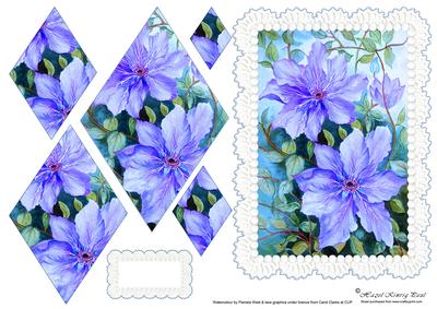 Watercolour Clematis Diamond Decoupage
