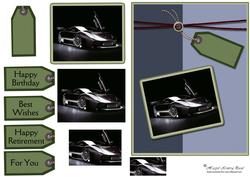 Sports Car for Him Pyramid Card
