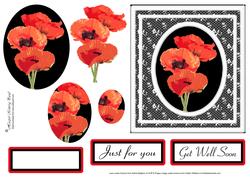 Poppies & Lace Decoupage-pyramage Card