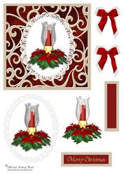 Poinsettias & Candle Christmas Card Front