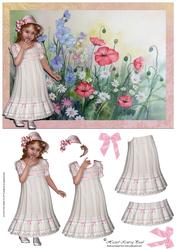Pretty Meadow Girl Decoupage Card