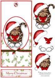 Christmas Kitten Over the Edge Decoupage Card