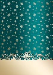 Golden Snowflakes Christmas Card Front (jade)