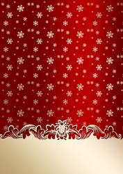 Golden Snowflakes Christmas Card Front (red)