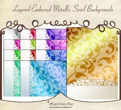 Layered Embossed Metallic Swirl Backgrounds