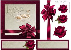 Romantic Swans & Roses Decoupage Topper