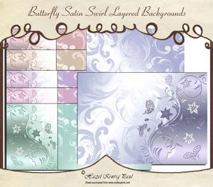 Butterfly Satin Swirl Layered Backgrounds