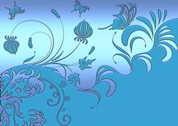 Flourish Garden Layered Background - Blue