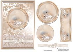 Floral Damask Swans