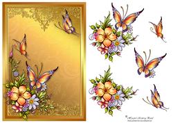 Fiery Butterflies Decoupage Card Front