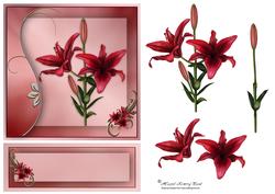 Red Lilies Easel Card