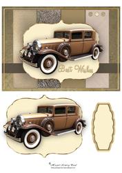 Vintage Car Card & Decoupage Topper