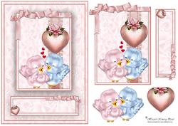 Romantic Love-birds Decoupage Card